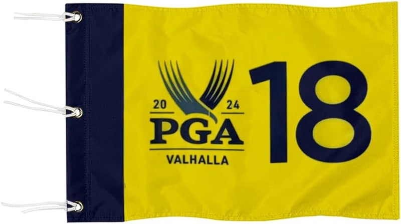 2BUT 2024 PGA Valhalla Golf Pin Flag Practic Putting Green Golf Flag For Backyard Garden Double-Sewn 600D Nylon Miniature Pin Flag (Yellow 20"x13" Grommet) - Image 1